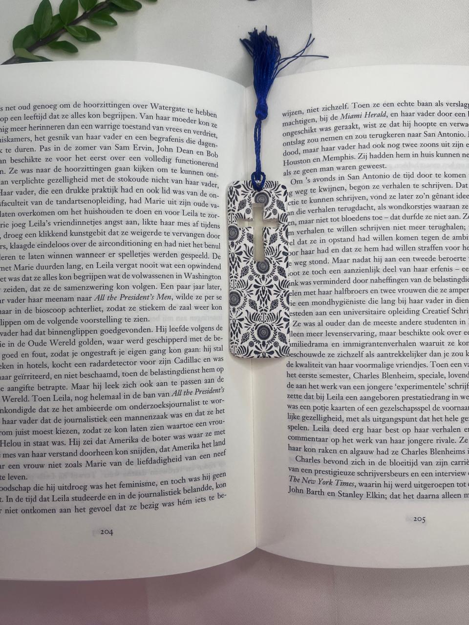 Bookmark Set of 3 Blue and White